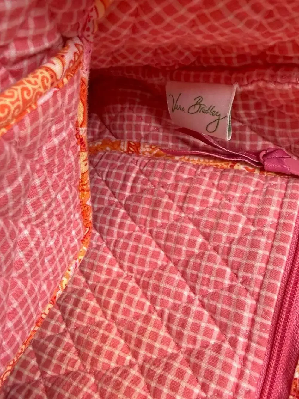 Vera Bradley Quilted Cotton Small Tote Bag in Pink Orange Paisley